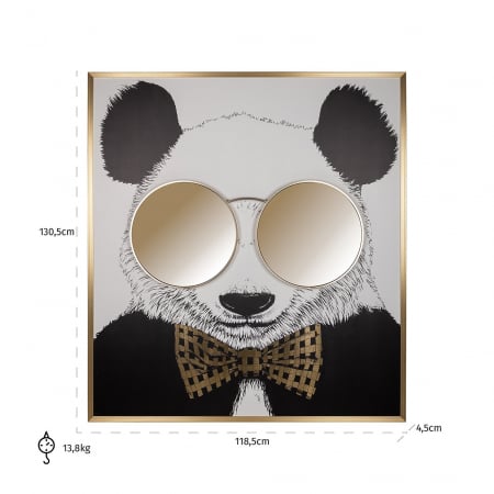 Tablou Panda, Aluminiu/MDF, Negru/Auriu, 130x118x4 cm [3]