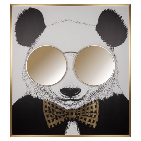 Tablou Panda, Aluminiu/MDF, Negru/Auriu, 130x118x4 cm [1]