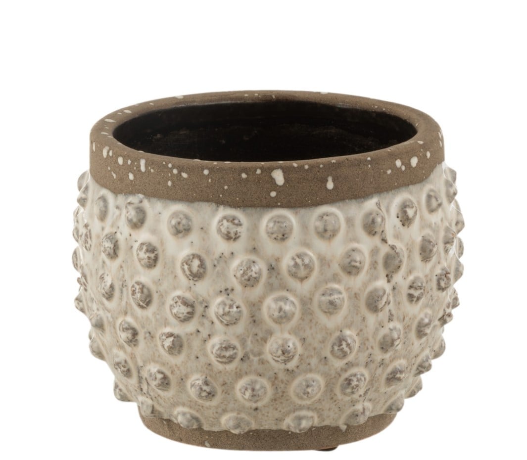 House&Style Vaso Vulcano Tondo 16x12.5 Cm | Terracotta Effetto Onda | Resistente UV Per Interni/Esterni