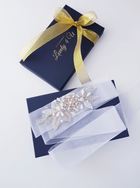 Accesorii Lovely 4 u, Accesorii talie mireasa, Cordon mireasa, Esarfa pentru dezgatit, Accesorii mireasa dezgatit, Esarfe mireasa, Esarfa dezgatitul miresei, Bentita mireasa, [4]