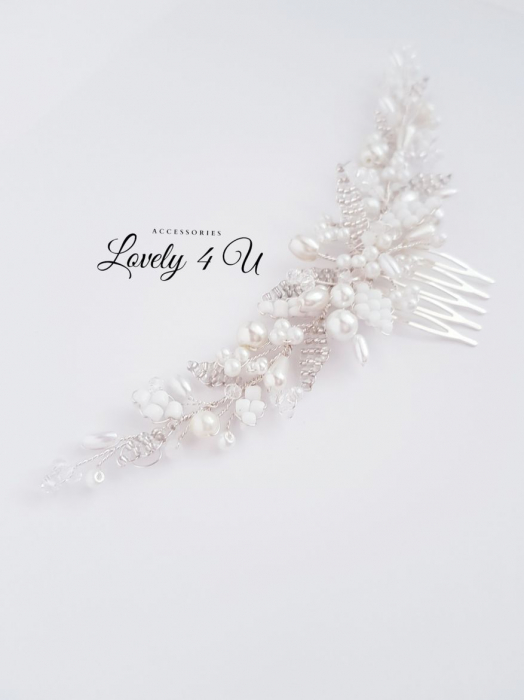 DIADEMA MIREASA / accesorii par mirese,  accesorii nunta, accesorii par mireasa, accesorii handmade, accesorii nunta, accesorii par mireasa, accesoriu par cu frunzulite, accesoriu par desfacut mireasa, aranjamente par, bijuterii mireasa, bijuterii par, [11]