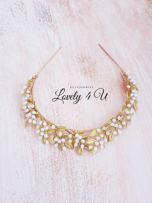 CORONITA STIL GRECESC, ACCESORII STIL GRECESC, BIJUTERII STIL GRECESC, CORONITA CU FRUNZE, TIARA CU FRUNZE, FRUNZE AURII, ACCESORII FRUNZE AURI, TIARA FRUNZE AURI, ACCESORII LOVELY 4 U,TIARA, CORONITA [2]