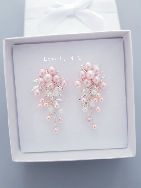 CERCEI ROZ, CERCEI ROSE GOLD, CERCEI eleganti, CERCEI MIREASA CU PERLE ROZ, CERCEI CU PERLE, CERCEI ARGINT, CERCEI LOVELY4U, cercei cu perle, cercei lungi mireasa, ACCESORII LOVELY4U, BIJUTERII MIREASA, BIJUTERII, NUNTA ,CERCEI MIREASA, cercei discreti, cercei eleganti mireasa, cercei handmade , cercei nasa, cercei cununie civila, cercei soacra, frunze, pietricele, cristale [6]