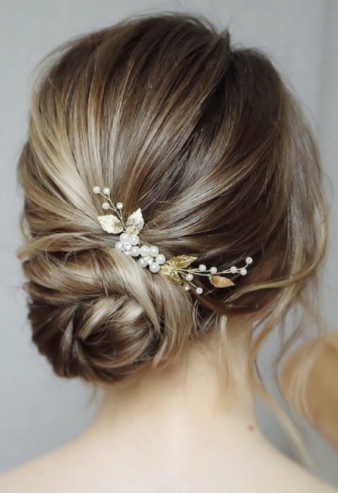 ACCESORIU DE PAR CU PERLE, accesoriu mireasa, diadema aurie, diadema mireasa, diadema nunta, FRUNZE AURII, nunta, pieptene mireasa, Accesorii LOVELY 4 U, Agrafe coc mireasa, Accesorii coc mireasa, AUR [5]