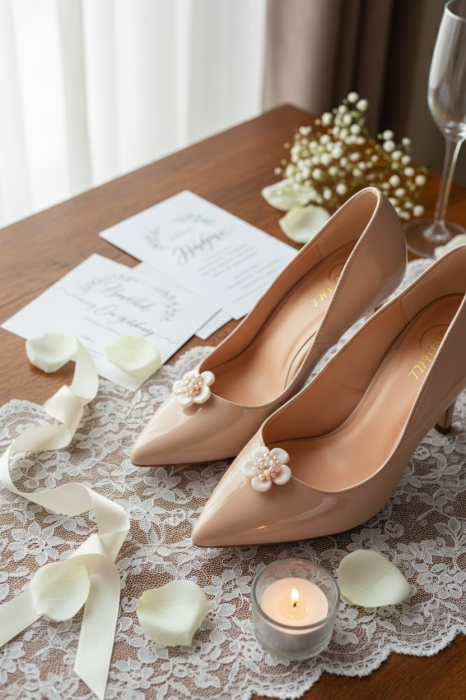 Clipsuri mini ODRIDA pentru pantofi cu floare ivory, perle și cristale Swarovski – handmade LOVELY 4 U [5]