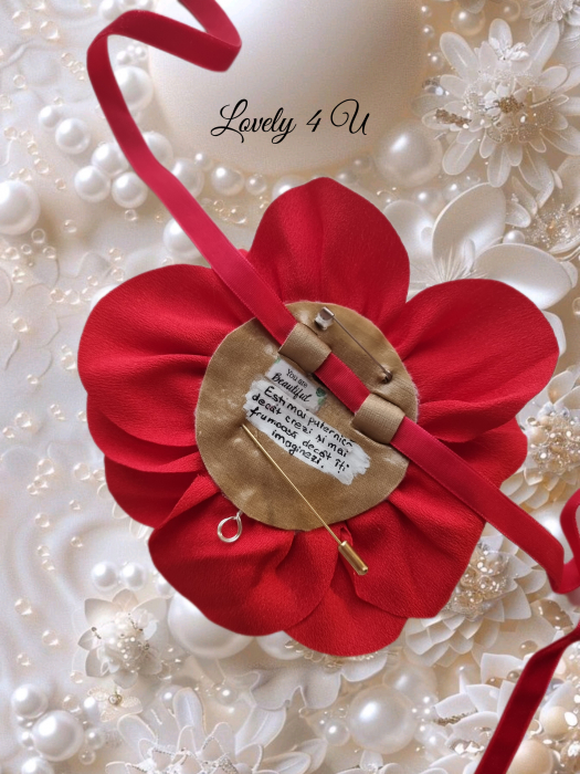 Accesorii LOVELY 4 U, Brosa floare textila, Brosa crem floare handmade, Brosa floare neagra, Floare textila mare, ,accesorii camasa, accesorii dama, accesorii elegante, accesorii fashion, accesorii perle, accesoriu de pus la gat, accesoriu elegant, accesoriu fashion. [9]