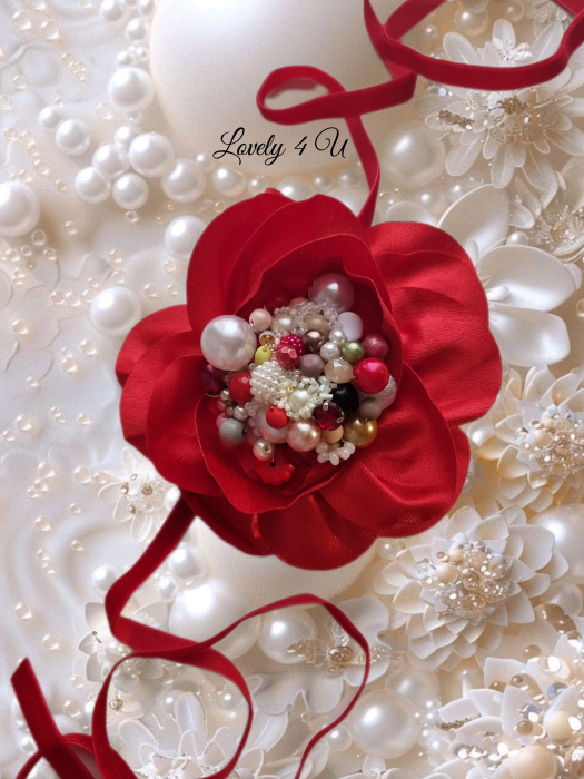 Accesorii LOVELY 4 U, Brosa floare textila, Brosa crem floare handmade, Brosa floare neagra, Floare textila mare, ,accesorii camasa, accesorii dama, accesorii elegante, accesorii fashion, accesorii perle, accesoriu de pus la gat, accesoriu elegant, accesoriu fashion. [2]