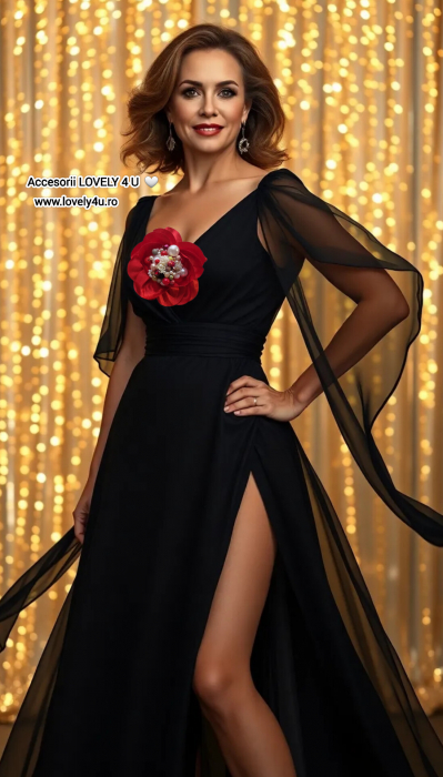 Accesorii LOVELY 4 U, Brosa floare textila, Brosa crem floare handmade, Brosa floare neagra, Floare textila mare, ,accesorii camasa, accesorii dama, accesorii elegante, accesorii fashion, accesorii perle, accesoriu de pus la gat, accesoriu elegant, accesoriu fashion. [6]