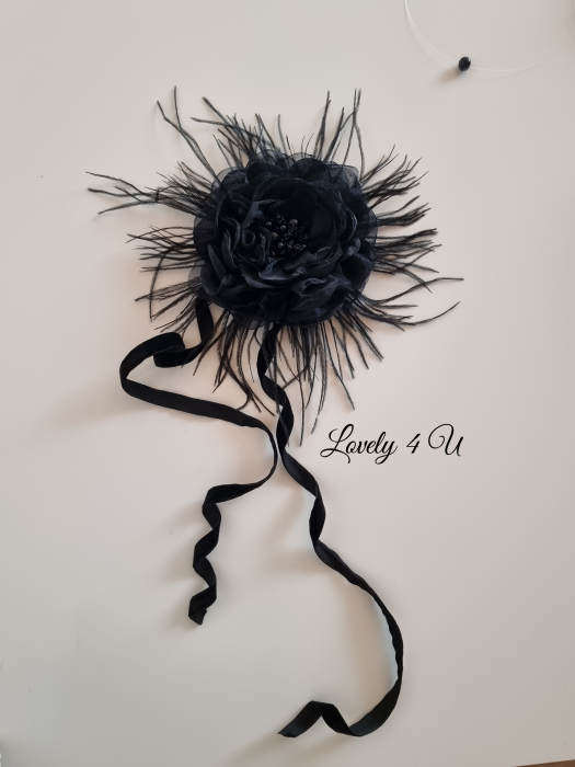 Accesorii LOVELY 4 U, Brosa floare textila, Brosa floare handmade, Brosa floare neagra, Floare textila mare, ,accesorii camasa, accesorii dama, accesorii elegante, accesorii fashion, accesorii perle, accesoriu de pus la gat, accesoriu elegant, accesoriu fashion. [11]