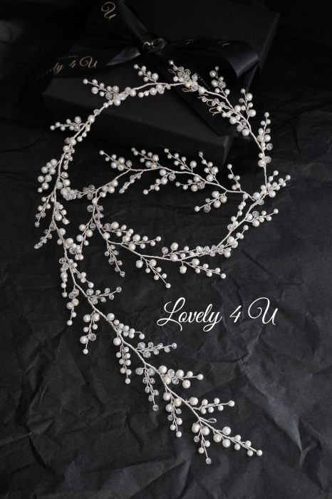 ACCESORIU LUNG MIREASA, GHIRLANDA MIREASA, ACCESORII LUNGI MIRESE, BIJUTERII PAR MIRESE, ACCESORII LOVELY 4 U, DIADEMA MIREASA, CORONITA MIREASA, TIARA MIREASA, ACCESORIU LUNG CU PERLE, ACCESORII2023 [17]