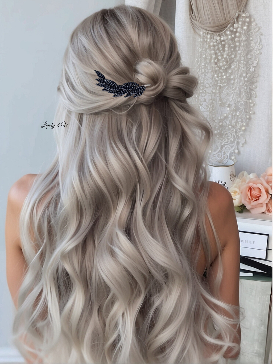 agrafe cu frunze , agrafe coc cu frunze , agrafe cu perle , frunze,  agrafe cu perle coc bleumarin, agrafe cu perle, set agrfe par , Accesoriu mic bleumarin, bijuterii minimalistă, Diadema mireasa, pieptăn bleumarin, accesoriu coc mireasa, accesorii , accesoriu păr bleumarin , accesorii [3]