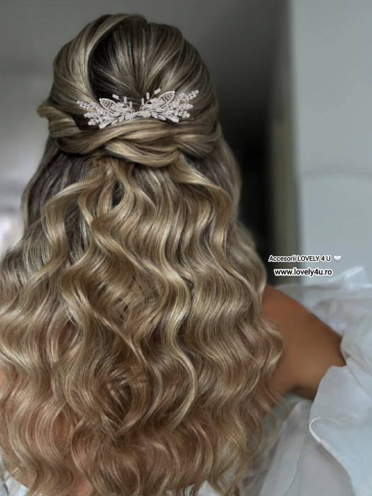 set agrafe coc mireasa, set agrafe pentru mirese, set accesorii nunta, pin coc cu frunze, piepteni si pini mireasa, accesoriu lateral cu funze, decoratiuni par mireasa, accesoriu mireasa, accesoriu par cu cristale, argintiu, frunze, bucuresti, cluj, diadema mireasa,diadema  frunze, iasi, pieptene mireasa, tiara, Timisoara [15]