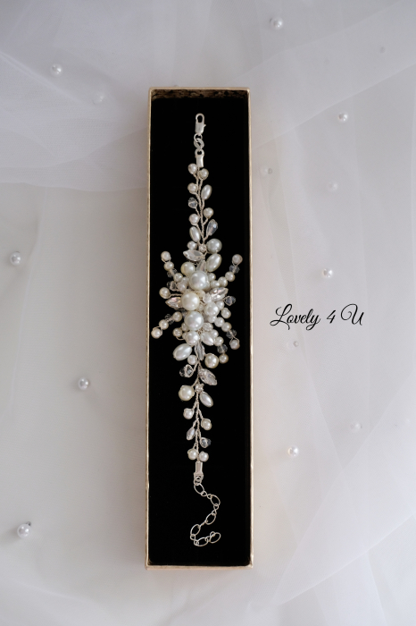 Bratara cu perle, bratara mireasa, accesorii mirese cu perle, bratara cu perle mici, bratara handmede [5]