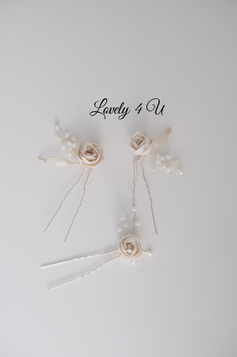 ACCESORII LOVELY 4 U, AGRAFE PAR MIREASA, AGRAFE CU FLORI MIREASA, PIN COC MIREASA, AGRAFE MIREASA, ACCESORII CU FLORI MIREASĂ, SET AGRAFE MIREASA, ACCESORII DE PĂR MIREASĂ, BIJUTERII MIREASA [4]