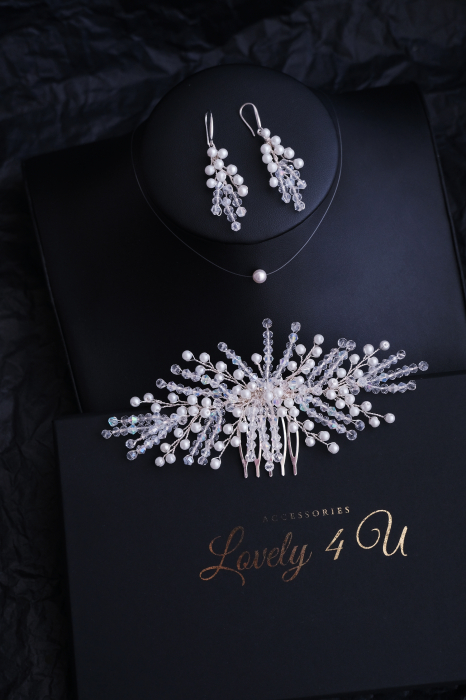 ACCESORII DE PAR MIRESE, DIADEMA CU PERLE, PIEPTAN VOAL MIREASA, BIJUTERII PAR , CORONITA, TIARA, DIADEME [13]