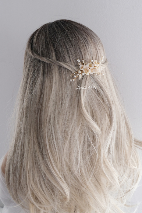 Diadema cu flori, AGRAFĂ PĂR MIREASĂ, PIEPTĂN MIREASA, Pieptene decorativ , AGRAFE PAR MIREASA, AGRAFE CU FLORI MIREASA, PIN COC MIREASA, [19]