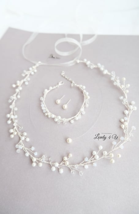 BENTITA MIREASA, DIADEMA FLEXIBILA MIREASA, ACCESORII PAR MIREASA, Accesorii LOVELY 4 U,  BENTITA  CU PERLE MIREASA, ACCESORII DE PAR MIREASA [5]