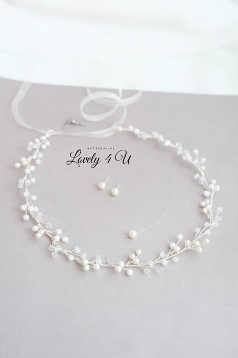 BENTITA MIREASA, DIADEMA FLEXIBILA MIREASA, ACCESORII PAR MIREASA, Accesorii LOVELY 4 U,  BENTITA  CU PERLE MIREASA, ACCESORII DE PAR MIREASA [8]