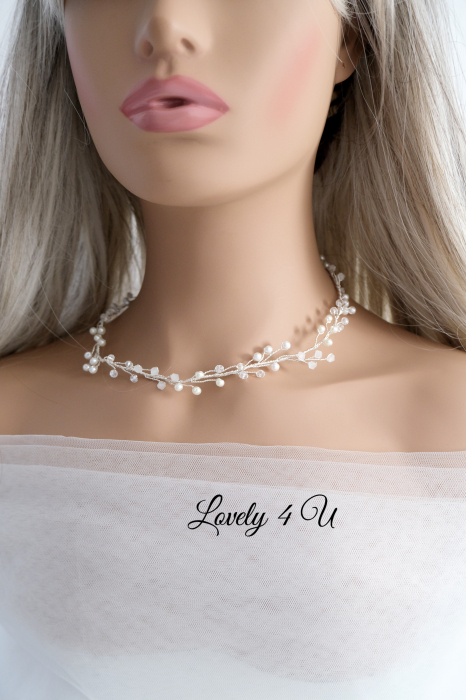 BENTITA MIREASA, DIADEMA FLEXIBILA MIREASA, ACCESORII PAR MIREASA, Accesorii LOVELY 4 U,  BENTITA  CU PERLE MIREASA, ACCESORII DE PAR MIREASA [22]