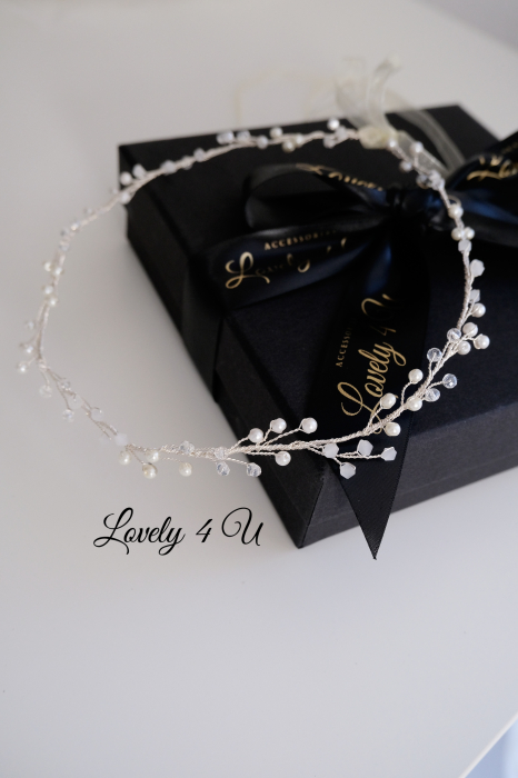 BENTITA MIREASA, DIADEMA FLEXIBILA MIREASA, ACCESORII PAR MIREASA, Accesorii LOVELY 4 U,  BENTITA  CU PERLE MIREASA, ACCESORII DE PAR MIREASA [24]