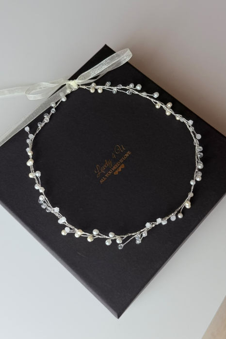 BENTITA MIREASA, DIADEMA FLEXIBILA MIREASA, ACCESORII PAR MIREASA, Accesorii LOVELY 4 U,  BENTITA  CU PERLE MIREASA, ACCESORII DE PAR MIREASA [30]