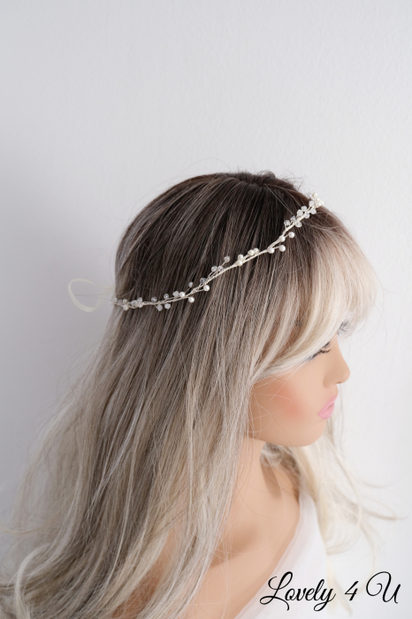BENTITA MIREASA, DIADEMA FLEXIBILA MIREASA, ACCESORII PAR MIREASA, Accesorii LOVELY 4 U,  BENTITA  CU PERLE MIREASA, ACCESORII DE PAR MIREASA [26]