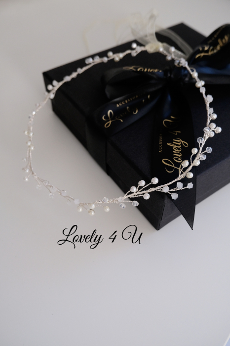 BENTITA MIREASA, DIADEMA FLEXIBILA MIREASA, ACCESORII PAR MIREASA, Accesorii LOVELY 4 U,  BENTITA  CU PERLE MIREASA, ACCESORII DE PAR MIREASA [25]