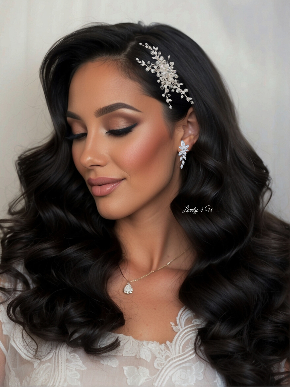 Accesorii Lovely 4 U, diadema mireasa cu cristale, Diadema mireasa, Diademe, pieptan mic, pieptan voal mireasa [4]