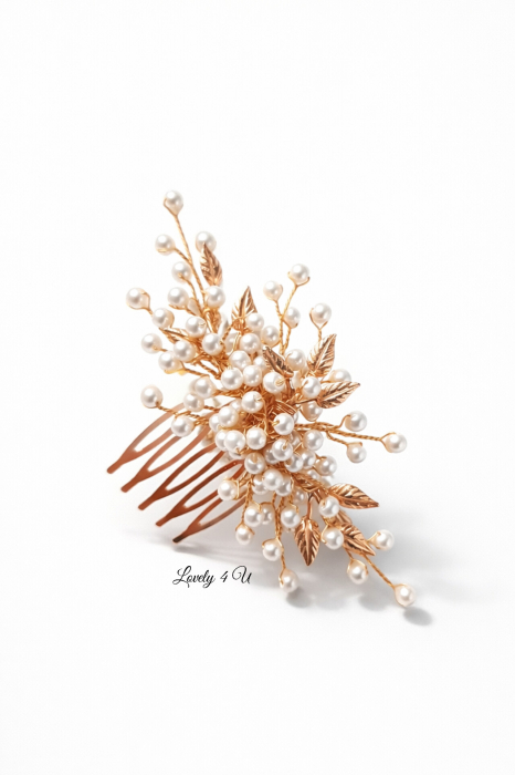 ARIA PEARL – Accesoriu de Păr Auriu cu Perle | LOVELY 4 U [2]