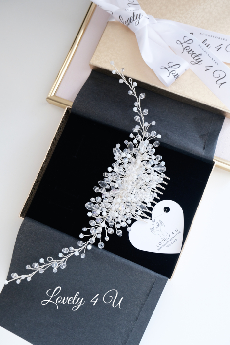 DIADEMA MIREASA, ACCESORII PAR MIREASA, DIADEME MIRESE, CORONITA MIREASA, BIJUTERII MIREASA 2023, PIEPTAN MIREASA CU CRISTALE, PIEPTAN VOAL MIREASA, AGRAFA PAR MIREASA, ACCESORII CU PIETRE, LOVELY 4 U [9]