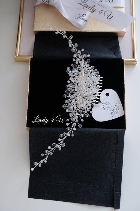 DIADEMA MIREASA, ACCESORII PAR MIREASA, DIADEME MIRESE, CORONITA MIREASA, BIJUTERII MIREASA 2023, PIEPTAN MIREASA CU CRISTALE, PIEPTAN VOAL MIREASA, AGRAFA PAR MIREASA, ACCESORII CU PIETRE, LOVELY 4 U [10]
