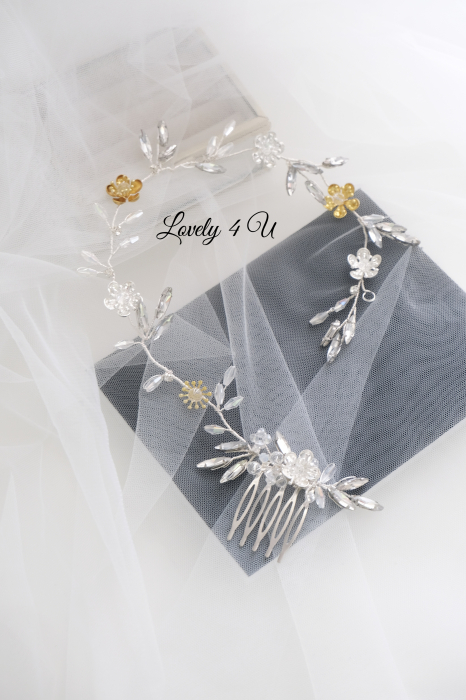PIEPTAN MIREASA, DIADEMA MIREASA, ACCESORIU PAR MIREASA, ACCESORII DE PAR MIRESE, ACCESORII NUNTA, ACCESORII CU PERLE, DIADEMA CU PERLE, PIEPTAN VOAL MIREASA, BIJUTERII PAR MIREASA, CORONITA, TIARA [25]