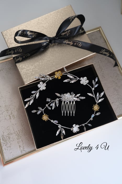 PIEPTAN MIREASA, DIADEMA MIREASA, ACCESORIU PAR MIREASA, ACCESORII DE PAR MIRESE, ACCESORII NUNTA, ACCESORII CU PERLE, DIADEMA CU PERLE, PIEPTAN VOAL MIREASA, BIJUTERII PAR MIREASA, CORONITA, TIARA [18]