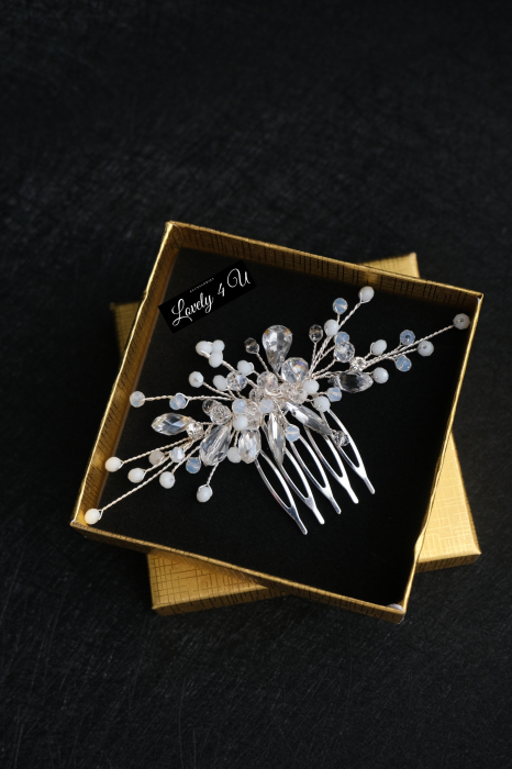 Accesorii LOVELY 4 U, Accesoriu mic, accesoriu lateral, accesorii mireasa, diadema mireasa, diadema cu cristale, pieptene de par, pieptene decorativ mireasa, pieptene mireasa, [2]