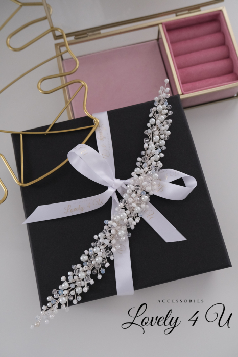 BERTHA - Accesoriu elegant cu perle albe și cristale [7]