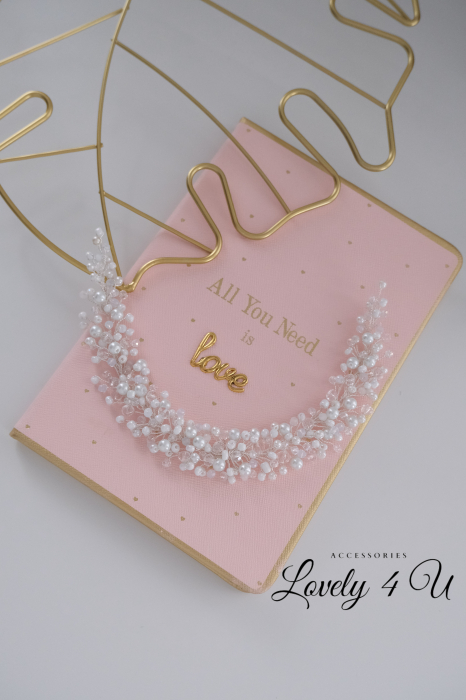 CCESORIU SCURT MIREASA, BENTITA MIREASA< CORONITA CU PERLE, BENTITA , DIADEMA MIREASA, AGRAFA MIREASA, TIARA, ACCESORII DE PAR MIREASA, ACCESORII LOVELY4 U, COLIER CU PERLE ALBE, BIJUTERII MIREASA, [7]