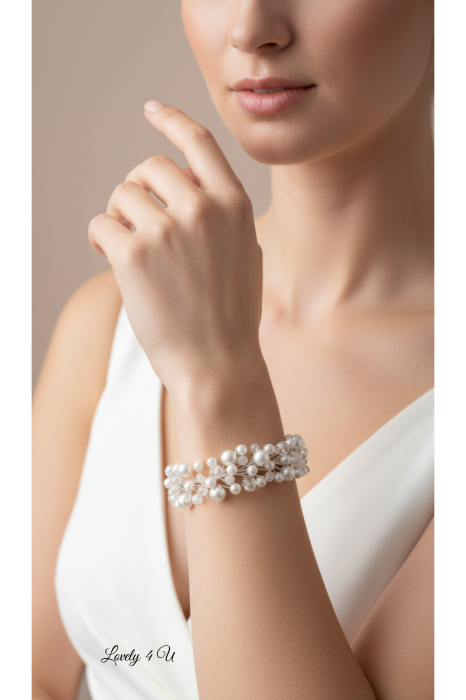 BERTHA - Brățară mireasa cu perle albe [4]