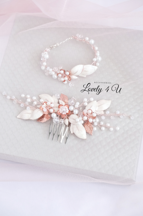 Brățară mireasa, Brățări rose gold, Brățări nuntă, brățări domnișoare de onoare, brățări mireasa, bijuterii mireasa, bijuterii nuntă, bijuterii 2023, Accesorii LOVELY 4 U, Bijuterii statment, Accesori [3]