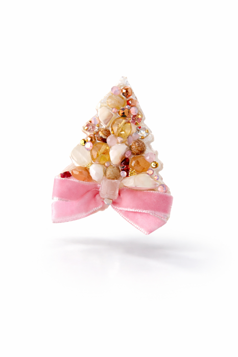Broșă handmade „Brad Happy Christmas” – bijuterie elegantă cu pietre semiprețioase citrin, piatra lunii, jad, cuarț roz, jasp, piatra soarelui și cameol – model unicat Lovely 4 U. [5]