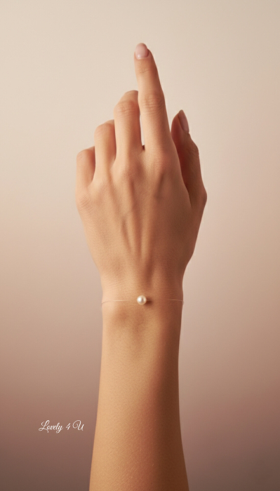 Brățară cu perlă albă plutitoare Swarovski 6 mm pe fir invizibil – handmade LOVELY 4 U [4]