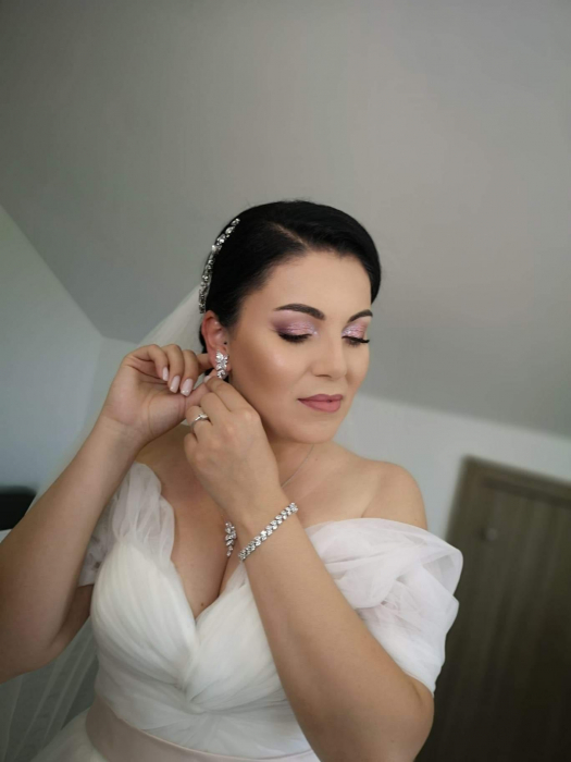 Bratara argintie pietre zirconiu, bratara eleganta placata cu aur, bijuterii mireasa [20]
