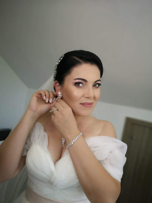 Bratara argintie pietre zirconiu, bratara eleganta placata cu aur, bijuterii mireasa [19]