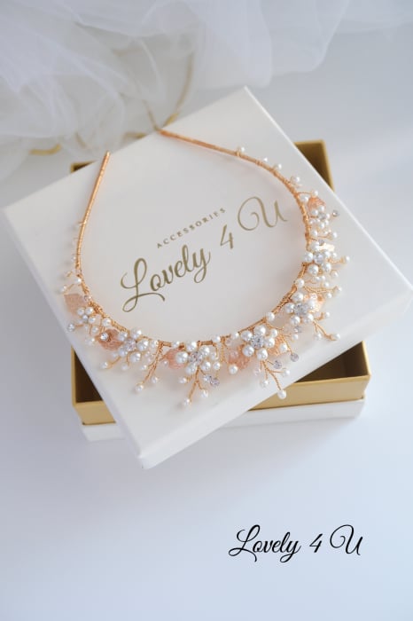 TIARA MIREASA, TIARA AURIE, TIARA CU FRUNZE, TIARA FRUNZE AURII, ACCESORII CU PERLE, ACCESORII MIREASA, CORONITA MIREASA, DIADEMA MIREASA, CORONITA CU FRUNZE AURII, PERLE, TIARA CU FLORI [4]