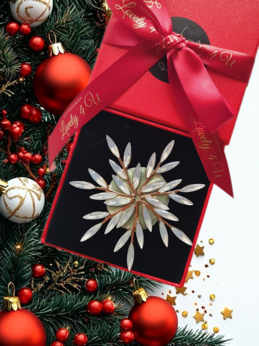 BROSA FULG DE NEA, BROSA FULG, BROSA PIETRICELE, BOSE DAMA, BROSA FEMEI, CADOU DEOSEBIT, CADOU SPECIAL, CADOU DE CRACIUN, CADOU UNICAT, BIJUTERII DE CRACIUN, ACCESORII LOVELY 4 U, PIETRICELE,AUR,FULG [4]