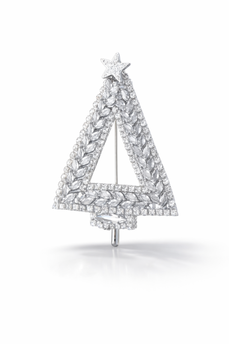 Broșă brad de Crăciun handmade - Broșă eleganta cu pietre cubic zirconia - mesaj motivațional pe verso  - model unicat - Idei cadouri craciun femei [3]