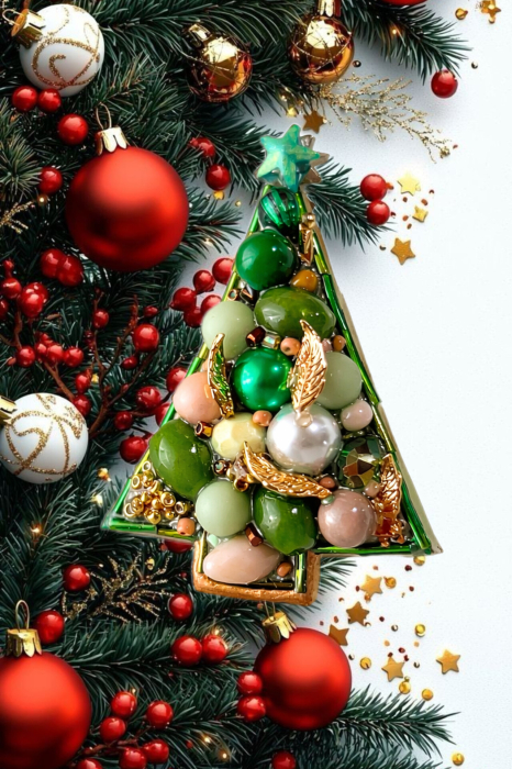 BROSA BRAD , ACCESORII LOVELY 4 U, BIJUTERII LOVELY 4 U, BIJUTERII ACCESORII POM DE CRĂCIUN, BROSE ELEGANTE, CADOU CRACIUN, BIJUTERII CRACIUN, BIJUTERII, BROSE, CADOU DE LUX, ACCESORII DE LUX, IDEI CADOU [3]