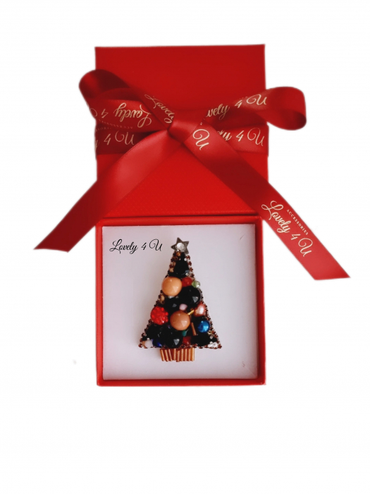 BROSA BRAD , ACCESORII LOVELY 4 U, BIJUTERII LOVELY 4 U, BIJUTERII ACCESORII POM DE CRĂCIUN, BROSE ELEGANTE, CADOU CRACIUN, BIJUTERII CRACIUN, BIJUTERII, BROSE, CADOU DE LUX, ACCESORII DE LUX, IDEI CADOU [4]