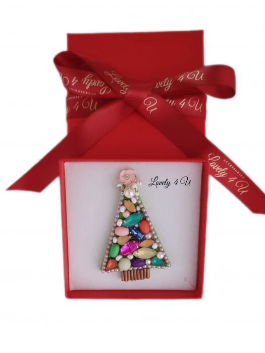 BROSA BRAD , ACCESORII LOVELY 4 U, BIJUTERII LOVELY 4 U, BIJUTERII ACCESORII POM DE CRĂCIUN, BROSE ELEGANTE, CADOU CRACIUN, BIJUTERII CRACIUN, BIJUTERII, BROSE, CADOU DE LUX, ACCESORII DE LUX, IDEI CADOU [2]