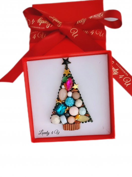 BROSA BRAD , ACCESORII LOVELY 4 U, BIJUTERII LOVELY 4 U, BIJUTERII ACCESORII POM DE CRĂCIUN, BROSE ELEGANTE, CADOU CRACIUN, BIJUTERII CRACIUN, BIJUTERII, BROSE, CADOU DE LUX, ACCESORII DE LUX, IDEI CADOU [2]