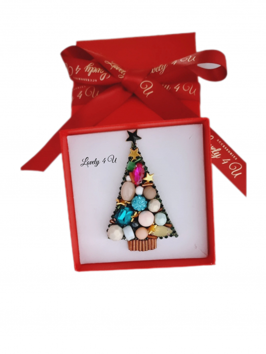BROSA BRAD , ACCESORII LOVELY 4 U, BIJUTERII LOVELY 4 U, BIJUTERII ACCESORII POM DE CRĂCIUN, BROSE ELEGANTE, CADOU CRACIUN, BIJUTERII CRACIUN, BIJUTERII, BROSE, CADOU DE LUX, ACCESORII DE LUX, IDEI CADOU [4]